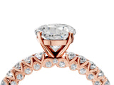 Rose gold Round Cut Diamond Pavé Band Solitaire Ring with Prong Setting_104
