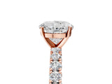 Rose gold Round Cut Diamond Pavé Band Solitaire Ring with Prong Setting_105