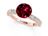 Rose gold Round Cut Diamond Pavé Band Solitaire Ring with Prong Setting_1