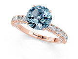 Rose gold Round Cut Diamond Pavé Band Solitaire Ring with Prong Setting_1
