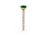 Rose gold Round Cut Diamond Pavé Band Solitaire Ring with Prong Setting_2