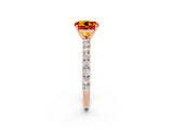 Rose gold Round Cut Diamond Pavé Band Solitaire Ring with Prong Setting_2