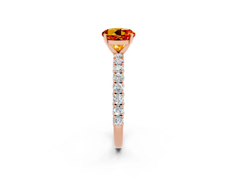 Rose gold Round Cut Diamond Pavé Band Solitaire Ring with Prong Setting_2
