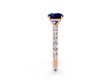 Rose gold Round Cut Diamond Pavé Band Solitaire Ring with Prong Setting_2