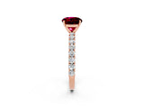Rose gold Round Cut Diamond Pavé Band Solitaire Ring with Prong Setting_2