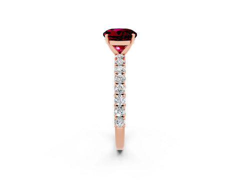 Rose gold Round Cut Diamond Pavé Band Solitaire Ring with Prong Setting_2