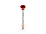 Rose gold Round Cut Diamond Pavé Band Solitaire Ring with Prong Setting_2