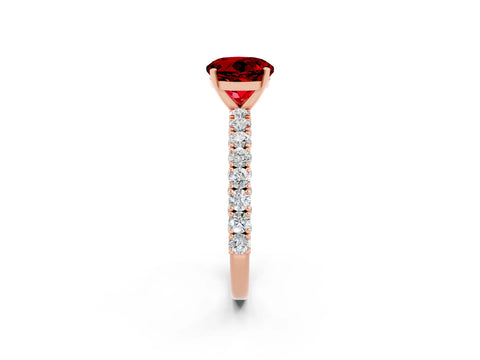 Rose gold Round Cut Diamond Pavé Band Solitaire Ring with Prong Setting_2