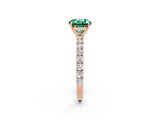 Rose gold Round Cut Diamond Pavé Band Solitaire Ring with Prong Setting_2
