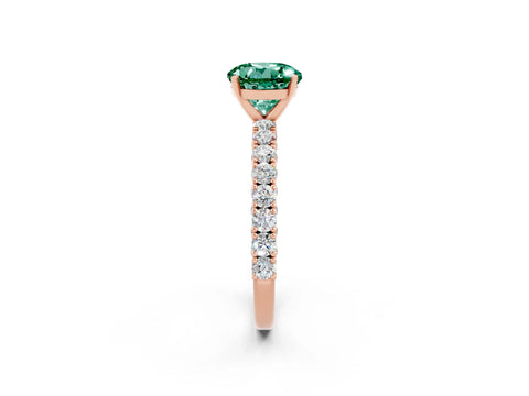 Rose gold Round Cut Diamond Pavé Band Solitaire Ring with Prong Setting_2