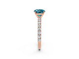 Rose gold Round Cut Diamond Pavé Band Solitaire Ring with Prong Setting_2