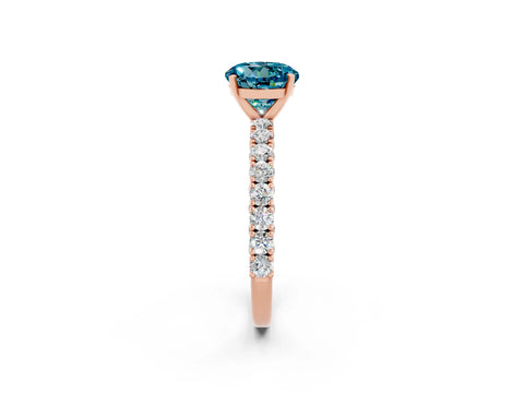 Rose gold Round Cut Diamond Pavé Band Solitaire Ring with Prong Setting_2
