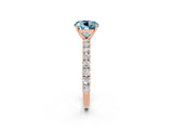 Rose gold Round Cut Diamond Pavé Band Solitaire Ring with Prong Setting_2