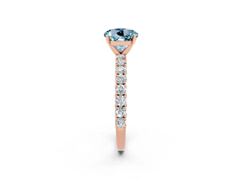 Rose gold Round Cut Diamond Pavé Band Solitaire Ring with Prong Setting_2