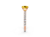Rose gold Round Cut Diamond Pavé Band Solitaire Ring with Prong Setting_2