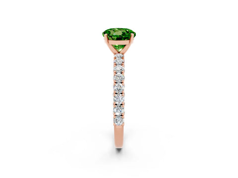 Rose gold Round Cut Diamond Pavé Band Solitaire Ring with Prong Setting_2