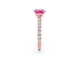 Rose gold Round Cut Diamond Pavé Band Solitaire Ring with Prong Setting_2