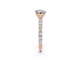 Rose gold Round Cut Diamond Pavé Band Solitaire Ring with Prong Setting_2