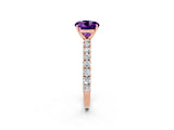 Rose gold Round Cut Diamond Pavé Band Solitaire Ring with Prong Setting_2