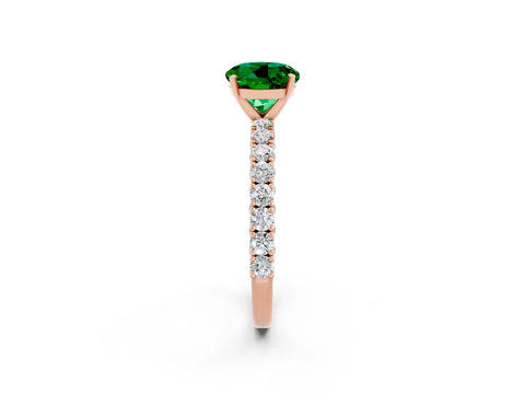 Rose gold Round Cut Diamond Pavé Band Solitaire Ring with Prong Setting_2