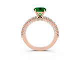 Rose gold Round Cut Diamond Pavé Band Solitaire Ring with Prong Setting_3