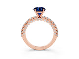Rose gold Round Cut Diamond Pavé Band Solitaire Ring with Prong Setting_3