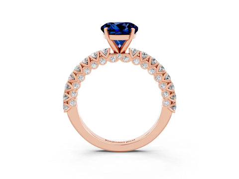 Rose gold Round Cut Diamond Pavé Band Solitaire Ring with Prong Setting_3