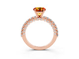 Rose gold Round Cut Diamond Pavé Band Solitaire Ring with Prong Setting_3