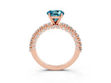 Rose gold Round Cut Diamond Pavé Band Solitaire Ring with Prong Setting_3