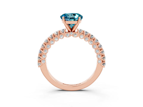 Rose gold Round Cut Diamond Pavé Band Solitaire Ring with Prong Setting_3