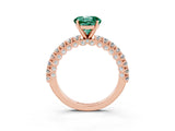 Rose gold Round Cut Diamond Pavé Band Solitaire Ring with Prong Setting_3