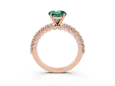 Rose gold Round Cut Diamond Pavé Band Solitaire Ring with Prong Setting_3