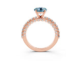 Rose gold Round Cut Diamond Pavé Band Solitaire Ring with Prong Setting_3
