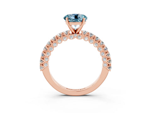 Rose gold Round Cut Diamond Pavé Band Solitaire Ring with Prong Setting_3