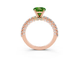 Rose gold Round Cut Diamond Pavé Band Solitaire Ring with Prong Setting_3
