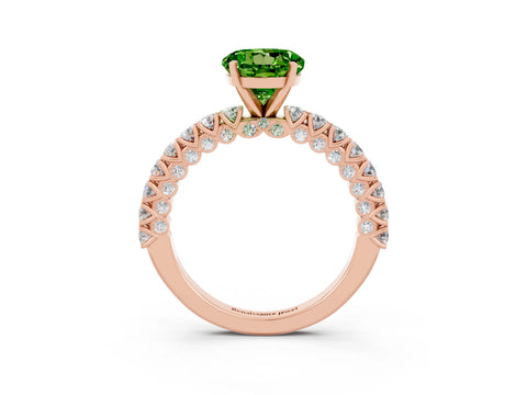 Rose gold Round Cut Diamond Pavé Band Solitaire Ring with Prong Setting_3