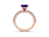 Rose gold Round Cut Diamond Pavé Band Solitaire Ring with Prong Setting_3