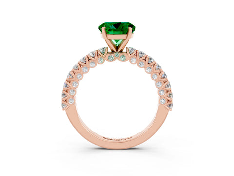 Rose gold Round Cut Diamond Pavé Band Solitaire Ring with Prong Setting_3