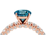 Rose gold Round Cut Diamond Pavé Band Solitaire Ring with Prong Setting_4