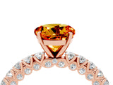 Rose gold Round Cut Diamond Pavé Band Solitaire Ring with Prong Setting_4