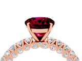 Rose gold Round Cut Diamond Pavé Band Solitaire Ring with Prong Setting_4