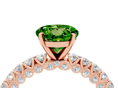 Rose gold Round Cut Diamond Pavé Band Solitaire Ring with Prong Setting_4