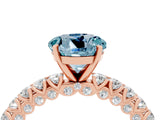 Rose gold Round Cut Diamond Pavé Band Solitaire Ring with Prong Setting_4
