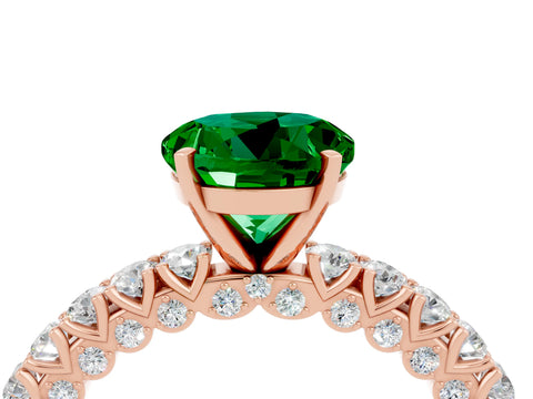 Rose gold Round Cut Diamond Pavé Band Solitaire Ring with Prong Setting_4