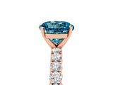 Rose gold Round Cut Diamond Pavé Band Solitaire Ring with Prong Setting_5