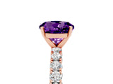 Rose gold Round Cut Diamond Pavé Band Solitaire Ring with Prong Setting_5