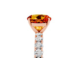 Rose gold Round Cut Diamond Pavé Band Solitaire Ring with Prong Setting_5