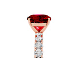 Rose gold Round Cut Diamond Pavé Band Solitaire Ring with Prong Setting_5