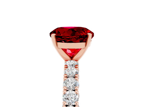 Rose gold Round Cut Diamond Pavé Band Solitaire Ring with Prong Setting_5