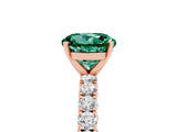 Rose gold Round Cut Diamond Pavé Band Solitaire Ring with Prong Setting_5